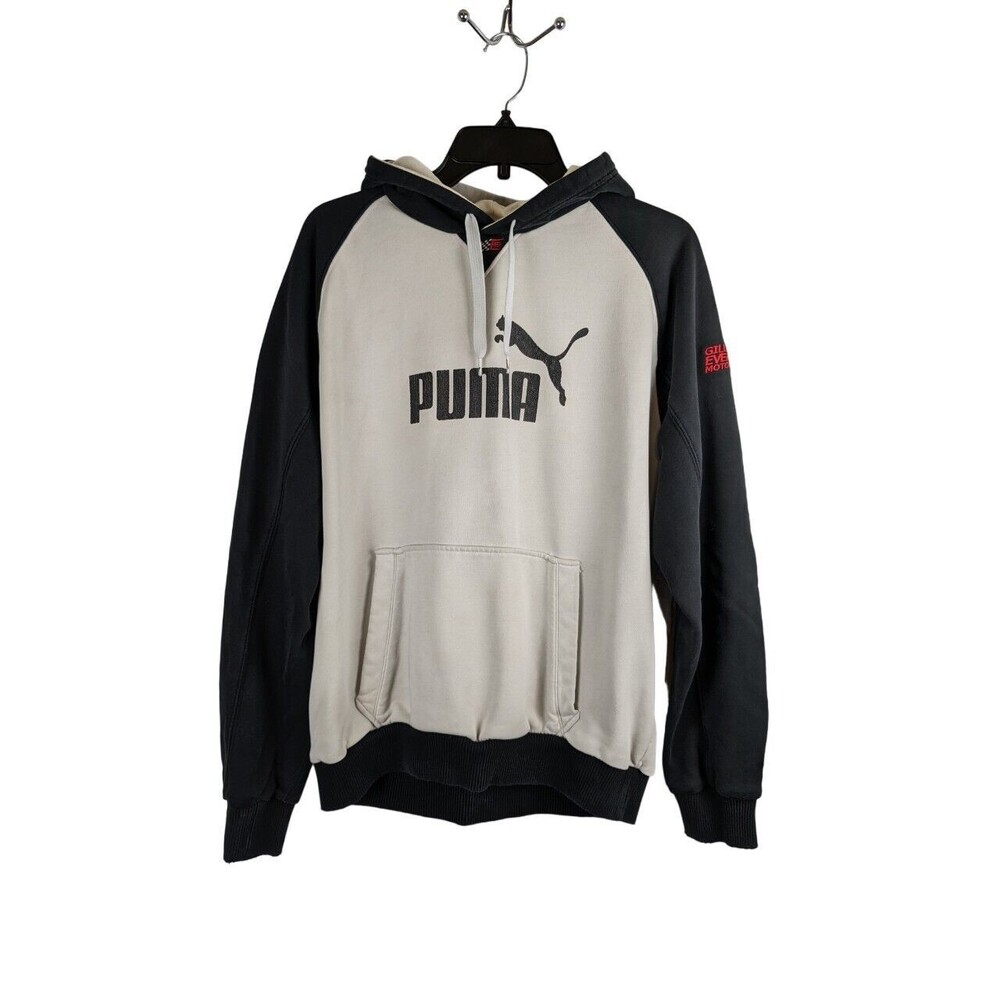 Puma Colorblocked Large Logo Pullover Hoodie Unisex Black/White Motorsports